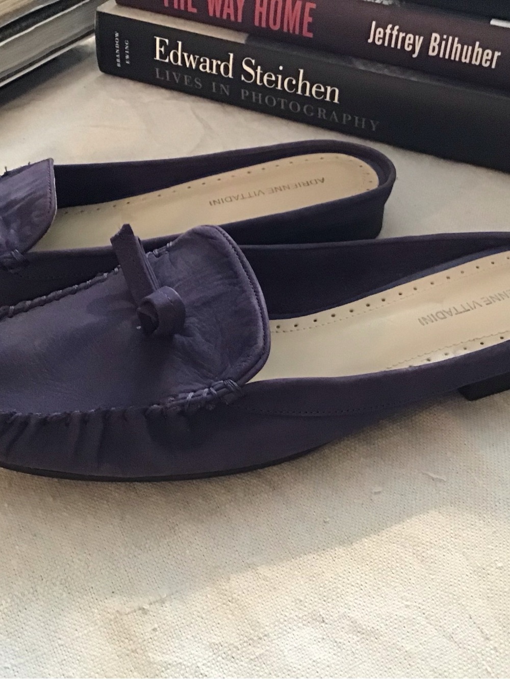 Adrienne Vittadini Deep Purple Suede Tassel Loafers
